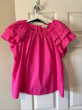 entro Hot Pink Ruffle Sleeve Blouse